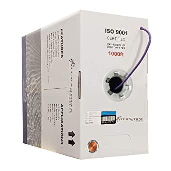 Cat6 Plenum (CMP) 1000ft Cable, 23AWG | 100% Solid Bare Copper | 550MHz | Unshielded Twisted Pair (UTP) Bulk Ethernet Cable, Available in 10 Colors