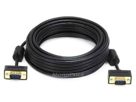 Monoprice 25ft Ultra Slim SVGA Super VGA 30/32AWG M/M Monitor Cable w/ ferrites (Gold Plated Connector)