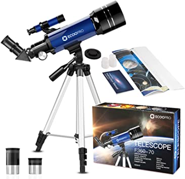 Telescope for Kids & Beginners, 70mm Astronomy Refractor Telescope with Adjustable Tripod - Perfect Telescope Gifts for Kids Children