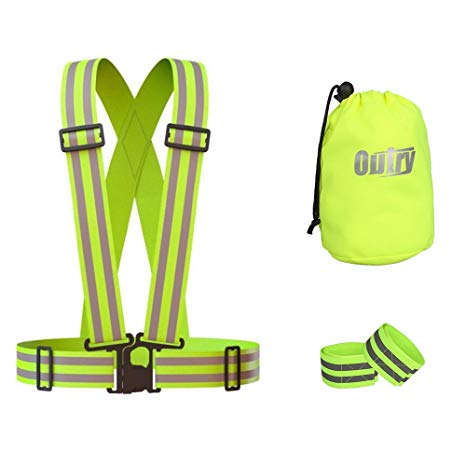 OUTRY Reflective Safety Vest, One Size Fits Most, High Visibility Reflective Harness Vest with Wrist/Ankle Bands