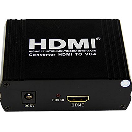 FARSTRIDER Premium HDMI to VGA Converter with Audio, 1080P, HDMI 1.4b, HDCP 1.4, 24K Gold Plated, Metal Box, Power Supply - HDMI to VGA Female to Female Adapter Converter Box with R L Audio Type Out Output, Support 1080P for PS3 PS4 Xbox