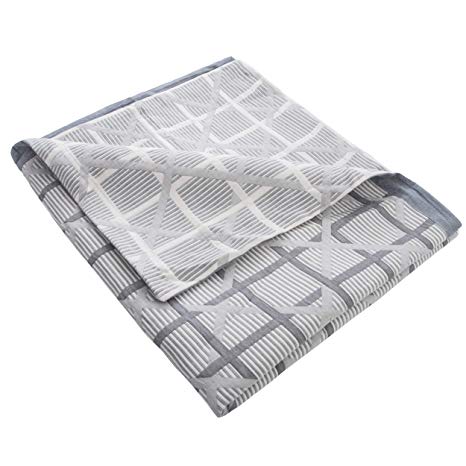 NTBAY Baby Muslin Natural Cotton Blanket, 30 x 40 Inches, Grey Grid