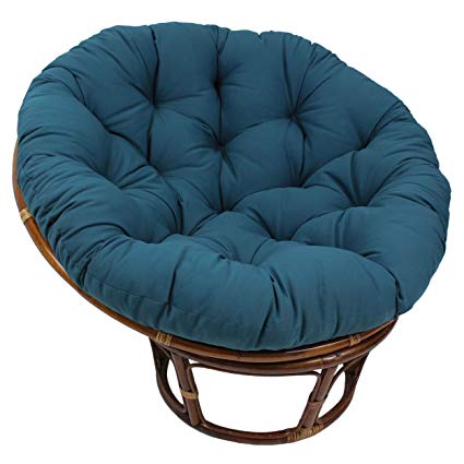 MISC 52 Inch Indigo Blue Papasan Cushion Only Cotton Rounded Tufted Oversized Chair Pad Floor Pillow Use Plush Indoor Thick Comfy Solid Color, Polyester