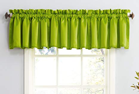 Sun Zero Barrow Energy Efficient Rod Pocket Curtain Valance, 54" x 18", Lime Green