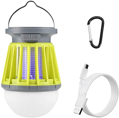 ThorFire Bug Zapper & LED Camping Lantern & Flashlight 3-in-1,Solar Powered Rechargeble Waterproof Mosquito Zapper,Emergency Torch Night Light Tent Lamp for Camping Hiking Tent Garden Patio Indoor
