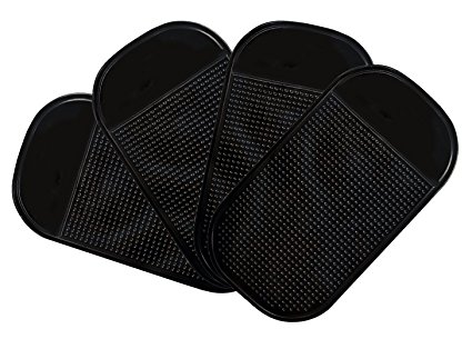 4 x Lilware Antislip Sticky Mat for Car Dashboard or Any Other Surface. 4 x Black Washable Silicone Gel Pad for Miscellaneous Equipment - Phones, Cameras, Game Accessories and Other Small Items. Black