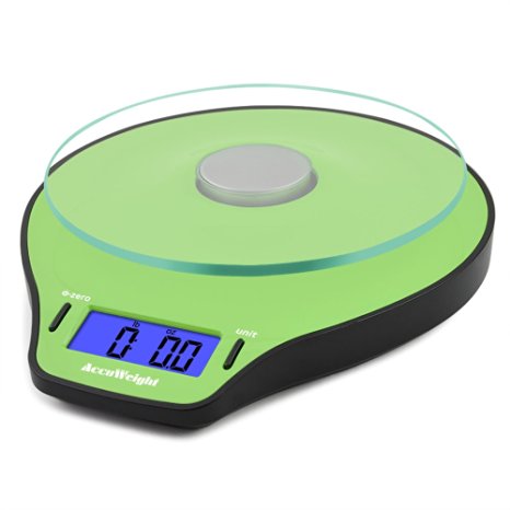 Accuweight AW-KS004WB Electronic Digital Kitchen Food Scale | Gram Ounce Cooking scale 11lbs, Green