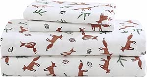 Eddie Bauer- Twin XL Sheet Set, Warm Breathable Cotton Flannel Bedding with Deep Pockets, Brushed for Extra Softness, Cozy Home Decor, Oeko-Tex Certified (Fox Trail Orange, Twin XL)