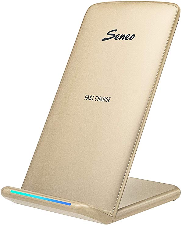 Seneo 10W Wireless Charger, Qi-Certified for iPhone 11/11 Pro Max/XR/XS MAX/X/8/Plus, Fast-Charging Stand for Galaxy Note10/S10/S10/S9/S9 /Note9, Standard for Google Pixel 3, LG V30/V40 (No Adapter)