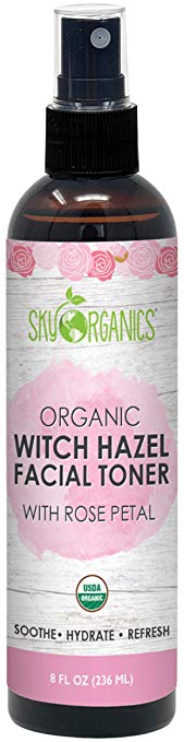 Organic Rosewater Witch Hazel Toner I 8 oz I Soothing Rose Toner, Witch Hazel Face Mist with Rosewater, For Dry and Sensitive Skin, Cruelty-Free and Vegan Facial Toner (Rosewater)