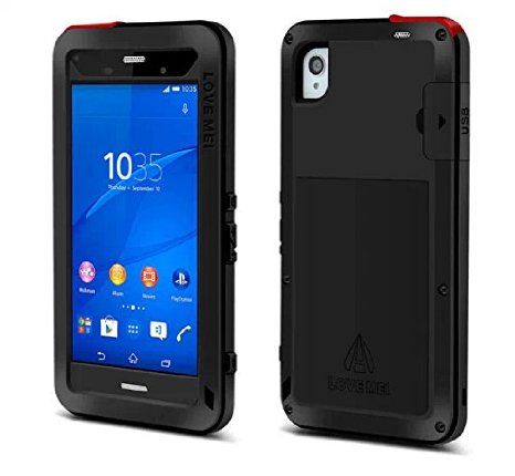 LOVE MEI Aluminum Metal Bumper Waterproof Gorilla Glass Case for Sony Xperia Z3