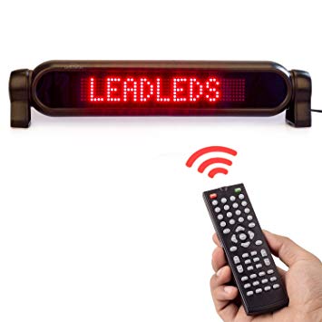 Leadleds Dc12v Led Car Rear Window Sign Board Scrolling Red Message Display Board Led Banner with Remote Controller and Cigar Lighter - Fast Programmable