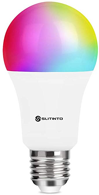 Smart WiFi LED Light Bulb Dimmable 9W 1000Lm, SLITINTO E26 Multicolor Light Bulb Compatible with Alexa, Echo, Google Home and IFTTT(No Hub Required), A19 90W Equivalent RGB Color Changing Bulb-1 Pack