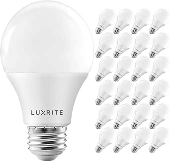 LUXRITE A19 LED Bulb 75W Equivalent, 1100 Lumens, 3500K Natural White, Dimmable Standard LED Light Bulbs 11W, Enclosed Fixture Rated, Energy Star, E26 Medium Base - Indoor and Outdoor (24 Pack)