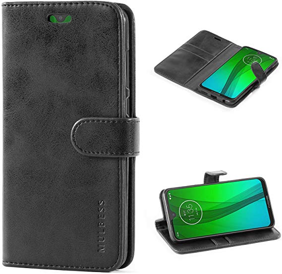 Mulbess Motorola Moto G7 Case Wallet, Moto G7 Plus Case Wallet, Leather Flip Phone Case for Motorola Moto G7 / G7 Plus Cover, Black