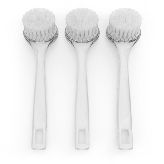 Facial Cleansing Brush, Face Exfoliating Tool. Gently Cleans and Exfoliates Skin, Helps Remove Make Up, Increases Blood Flow. Set of 3 Acrylic Brushes. By Christina Moss Naturals.