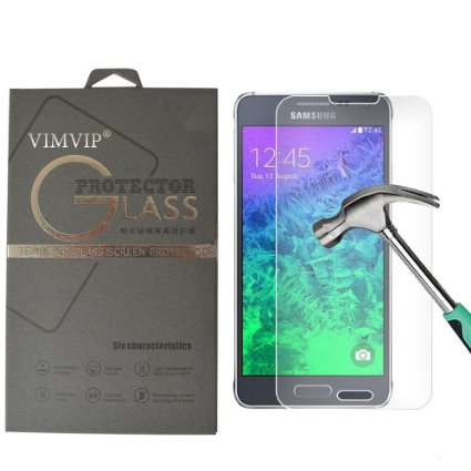 Galaxy Alpha Glass Screen Protector,VIMVIP Samsung Galaxy Alpha 0.3mm Ultra Thin 9H Hardness 2.5D Round Edge Tempered Glass Screen Protector LCD HD Premium