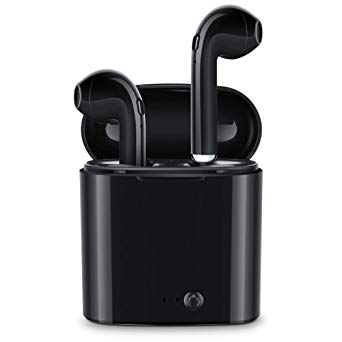 Bluetooth Headphones, Wireless Earbuds Mini Earphones in-Ear Noise Canceling Hand-Free Headsets with 2 Wireless Built-in Mic Stereo Charging Case Box for Most Smartphones - Black
