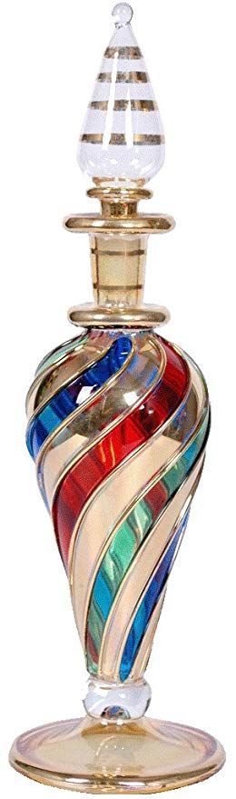 CraftsOfEgypt Genie Blown Glass Potion Potions Decorative Miniature Decorative Egyptian Perfume Single Large Bottle