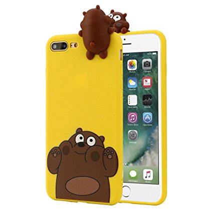 Voberry 3D Cartoon Animals Cute Bare Bears Soft Silicone Case For IPhone 7 Plus 5.5 Inch