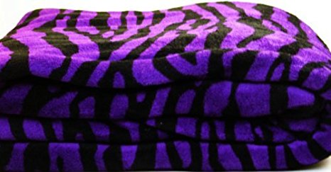 Twin Size Animal Print Fleece Blanket Leopard Zebra Giraffe Soft Plush Microfiber Throw Blankets (Purple zebra)