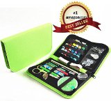WooCrafts Sewing Kit for TravelHomeEmergency - Best Sewing Supplies Kit for KidsGirlsAdultsBeginners- Sewing Case with Accessories18 Spools Polyester ThreadNeedle ThreaderSeam RipperQuilting Thimblesetc