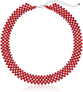 Ross-Simons 3-5mm Red Coral Bead Collar Necklace in Sterling Silver. 18 inches