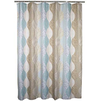 Ufaitheart Fabric Extra Wide Shower Curtain 108 x 72 Inch, Abstract Leaves Pattern Fashion Bathroom Curtain X-wide, Brown, Beige and Turquoise