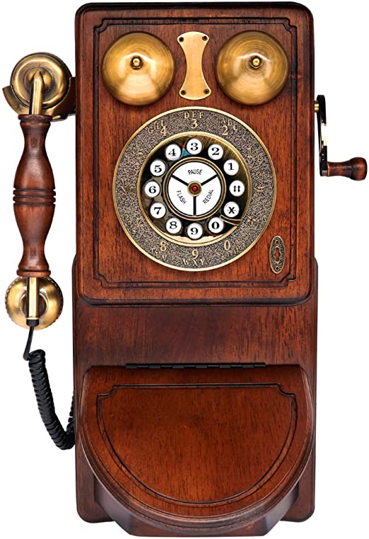 Vintage/Classic Style Corded Phone - Retro Design Landline Telephone, Antique Wall-Mount Phone