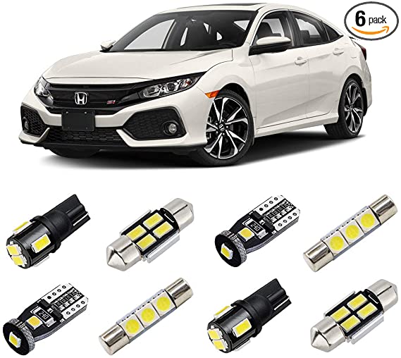 BRISHINE White Interior LED Lights Kit for Honda Civic 2016 2017 2018 2019 2020 2021 Super Bright 6000K Interior LED Light Bulbs Package and Install Tool