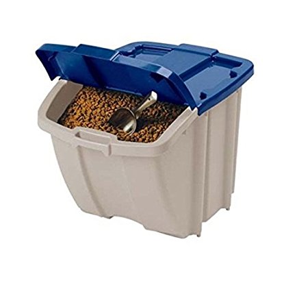 Suncast 72 Quart Food Storage Bin made from durable resin holds up to 50 pounds of dog food