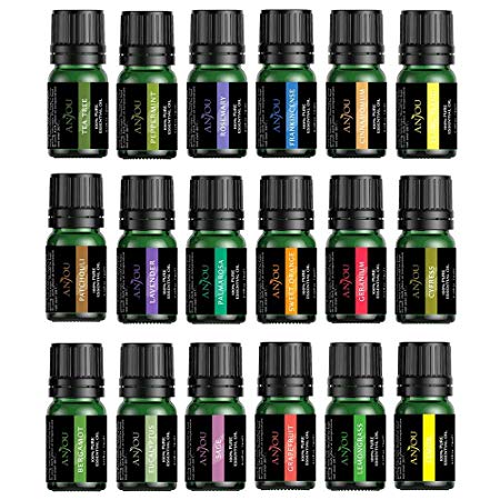 Essential Oils, Anjou 18PCS Aromatherapy Oil Upgraded Gift Set Pure & Therapeutic Grade, Popular Fragrance Oils Blends for Diffuser Air Fresher Home Office SPA Auto