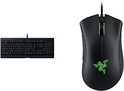 Razer Cynosa Lite - Gaming Keyboard with Soft Spring Membrane Switches QWERTY | UK Layout, Black & DeathAdder Essential - Wired Gaming Mouse Mercury