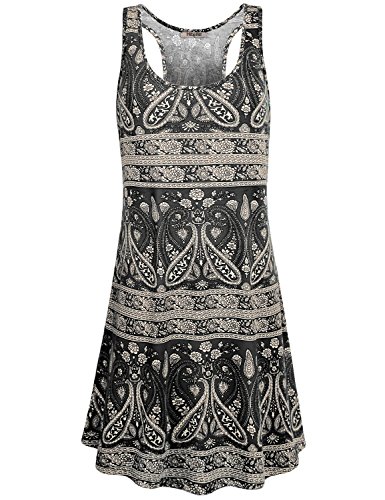 Hibelle Women's Scoop Neck Sleeveless Casual Printed Tank Dress With Pockets