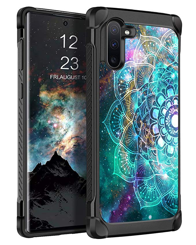 BENTOBEN Galaxy Note 10 Case, Shockproof Dual Layer Glow in the Dark Noctilucent Hybrid Hard PC Soft TPU Bumper Rugged Protective Phone Cases Cover for Samsung Galaxy Note10 6.3inch, Mandala in Galaxy