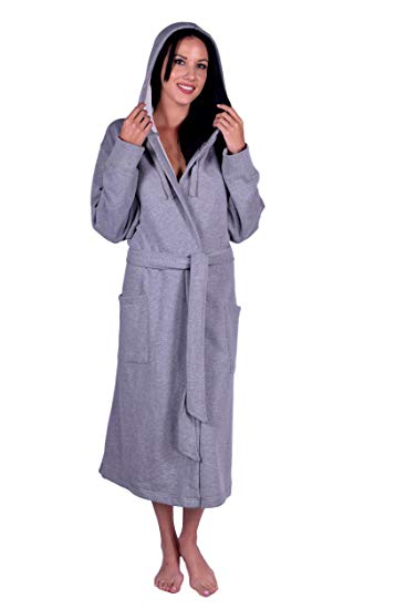 Turquoise Textile Terry Hooded Unisex Robe, 100% Turkish Natural Soft Cotton, Made in Turkey (Navy)