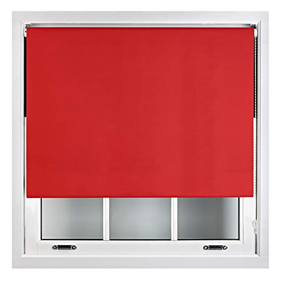Furnished Blackout Roller Blind Made to Measure 14 Sizes 16 Colours Red Up To 60cm