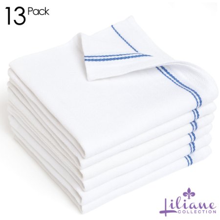 Liliane Collection Kitchen Dish Towels - Commercial Grade Absorbent 100% Cotton Kitchen Towels - Classic Tea Towels (13, Premium Blue)