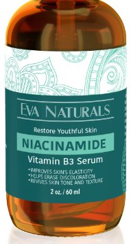 Vitamin B3 5 Niacinamide Serum by Eva Naturals 2 oz - Niacinamide Benefits Skin with Incredible Anti-Aging and Reduces Appearance of Wrinkles Acne and Discoloration - With Hyaluronic Acid and Aloe