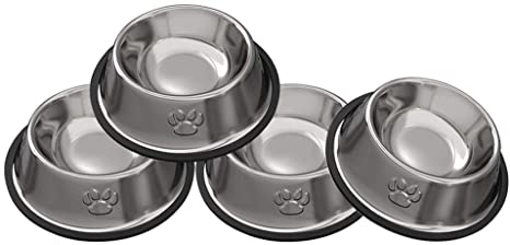 JOCHA Stainless Steel Dog Cat Bowls Cat Food Bowls with Rubber Base for Small/Medium/Large Dogs, Pets Feeder Bowl and Water Bowl Perfect Choice