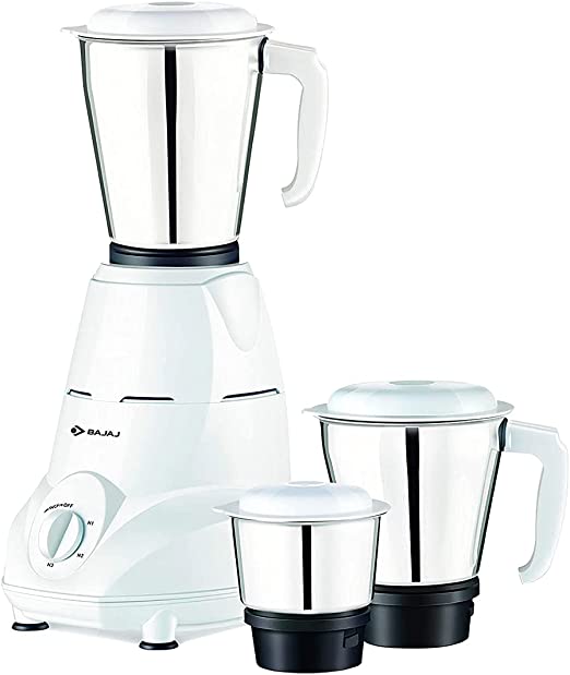 Bajaj Rex 500W Mixer Grinder with Nutri-Pro Feature, 3 Jars, White