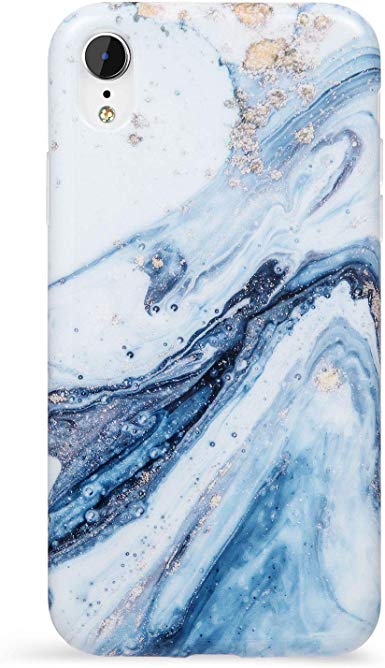 iPhone XR Case,DICHEER Cute for Men Women Girls,Clear Bumper Glossy TPU Silicon Rubber Soft Cover Anti Scratch Protective Phone Case for iPhone XR 6.1 inch (Blue Marble)