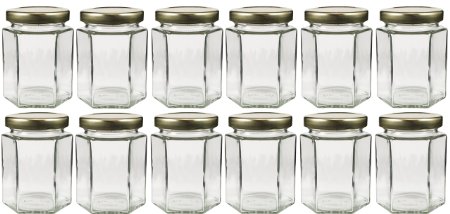 6oz Large Hexagon Glass Jars 12 Pack 6oz Hex Jars Bulk Value Pack of 12