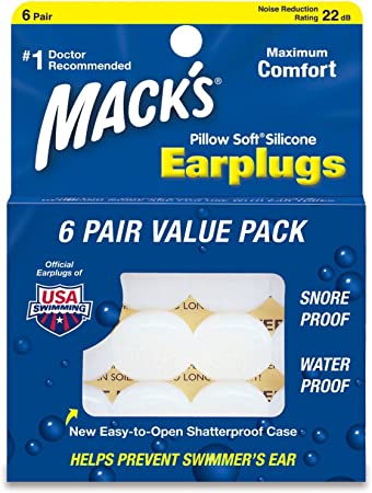 MACK'S Pillow Soft Silicone Mouldable Earplugs 1 x Value Packs (6 Pairs)