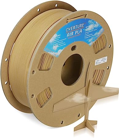 OVERTURE Air Wood PLA Filament, Low-Density Foamed PLA, Cardboard Spool, Premium PLA 0.8kg(1.76lbs), Dimensional Accuracy 99% +/- 0.03mm (Wood)