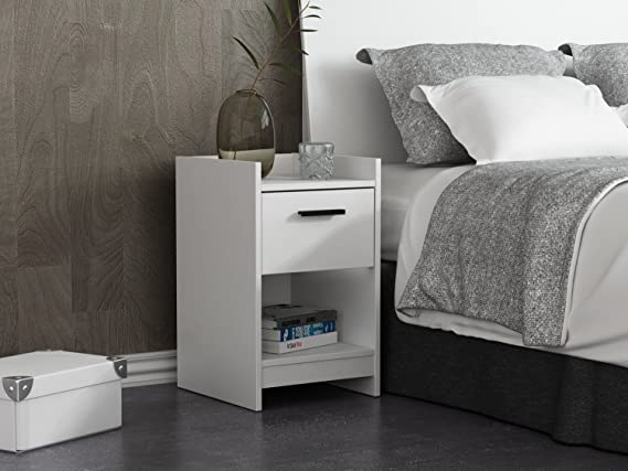 HOMESTAR Central Park Night Stand, 15.98 x 13.7 x 22.44, Frost White