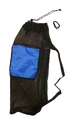 Mesh Drawstring Snorkel Bag with Blue Zip Pocket