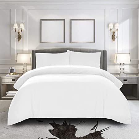 Duvet Cover Queen [3-Piece, White] - 1 Comforter Protector with Zipper Flap and 2 Pillowcases - Hotel Luxury 1800 Brushed Microfiber - Ultra Soft, Cool and Breathable Comforter Cover (Sheet Only. No Insert)