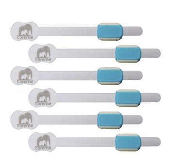 Careme Baby Safety Locks - Child Proof Cabinets Drawers Appliances Toilet Seat Fridge Doors - No Tools or Drilling - From Non-toxic Lasting Plastic - Uses 3m Adhesive 6pcs Blueampwhite