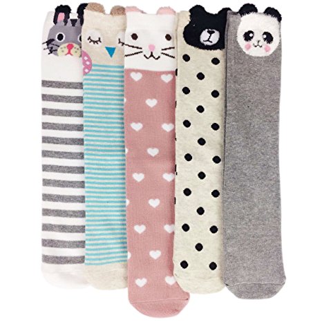 Jastore Girls Socks High Knee High Socks Cartoon Animal Warm Cotton Socks Christmas Gift